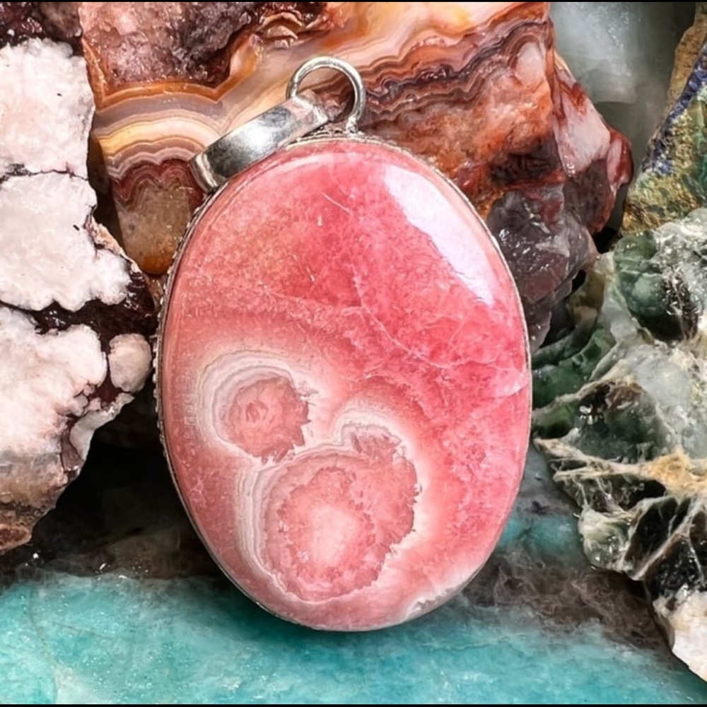Beautiful rhodochrosite pendant